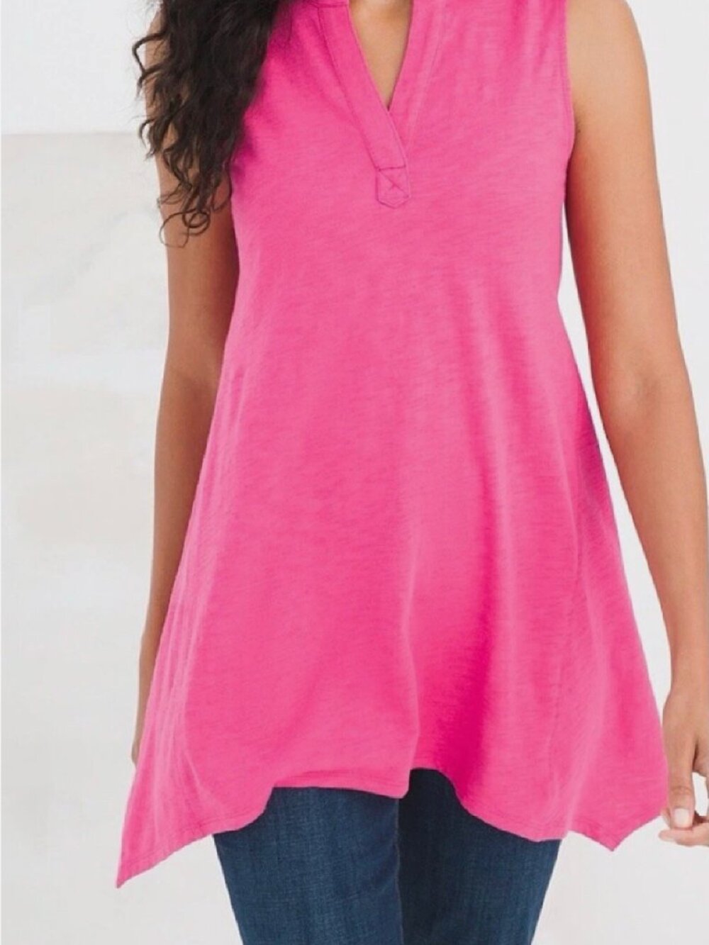 Pink Chico's Slubbed Cotton Sleeveless Tunic